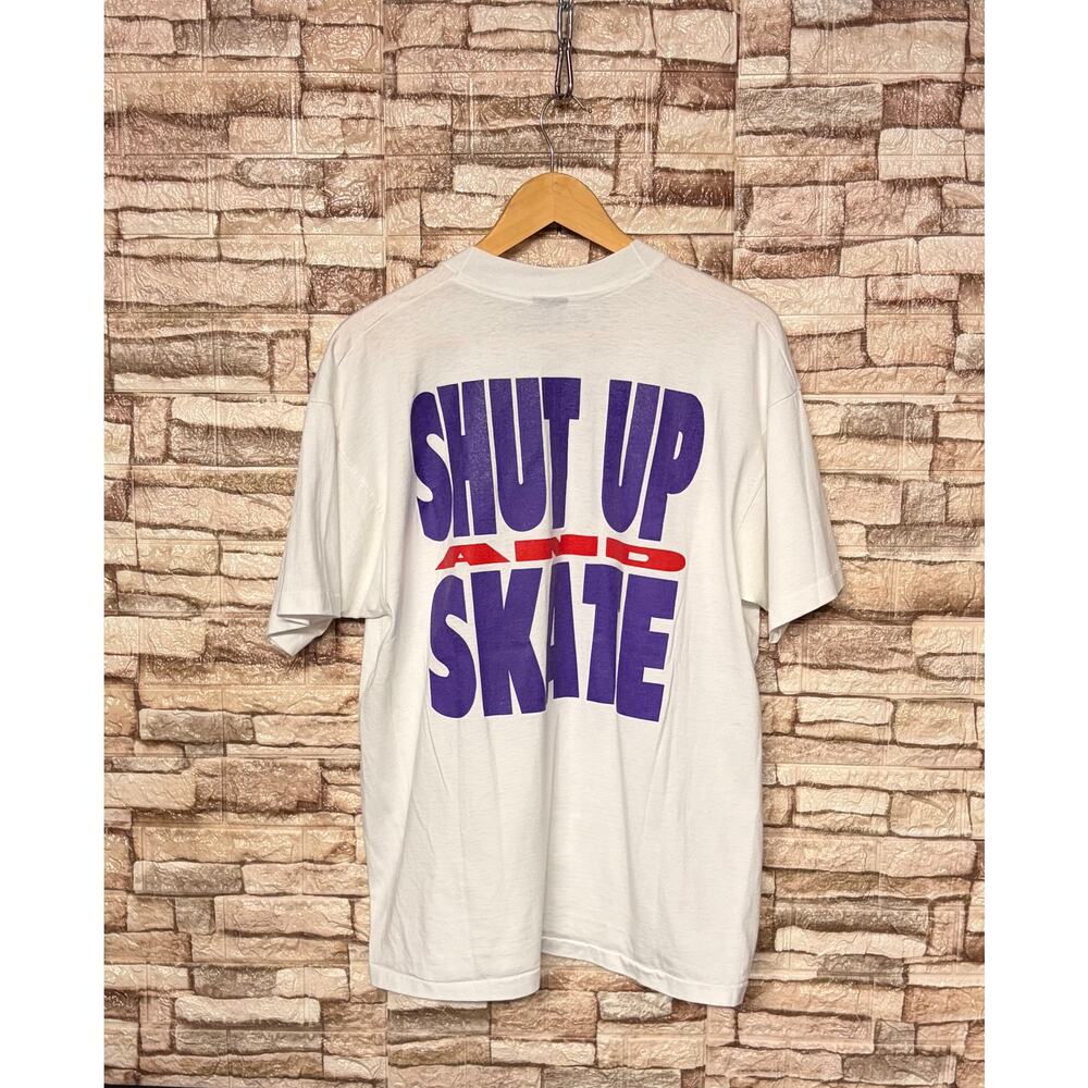 vintage 1990s Zorlac "Shut Up and Skate" white t-shirt Sz X LArge made in usa